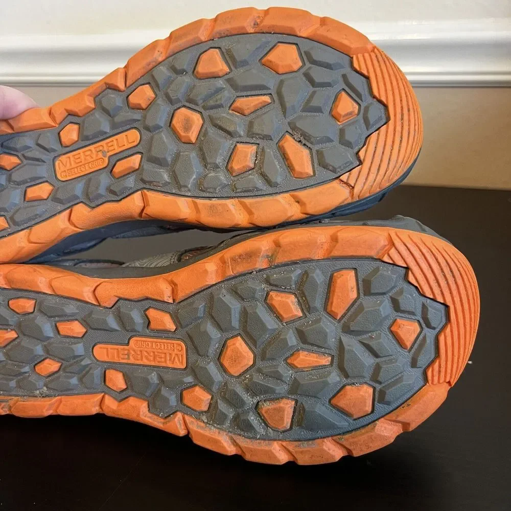 Merrell Boys Hydro Sandals Size 7 W‎ Grey Orange Hike Camp Comfort Water